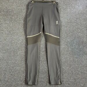 Men's ON Cloud Running Performance Tights Long Medium Black Zip Ankle Athletic